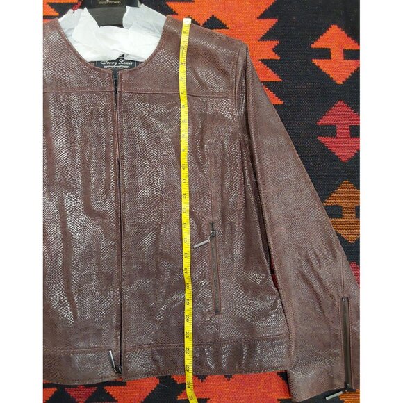 NEW Terry Lewis Women's Brown Snakeskin Style Zip Up Leather Jacket. Large - Picture 9 of 16